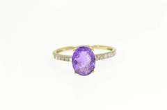 14K Yellow Gold Amethyst Diamond Statement Engagement Ring