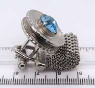 Vintage Sterling Silver Gemstone Cufflinks
