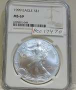 1999 Unc Silver Eagle NGC MS-69