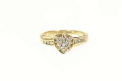 10K Yellow Gold Diamond Heart Cluster Love Promise Bypass Ring