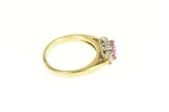 14K Yellow Gold 0.69 Ctw Pink Sapphire Diamond Engagement Ring