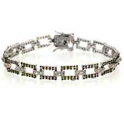 Sterling Silver Champagne & Yellow CZ Link Tennis Bracelet