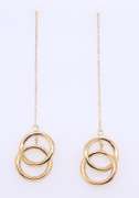Simple Yellow Gold Double Circle Threaders Earrings