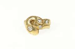 14K Yellow Gold 0.97Ctw 1930s Old Mine Diamond Snake Serpent Ring