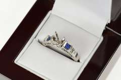 14K White Gold Sapphire 2.00 Ct Princess Engagement Setting Ring