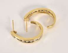 Sparkling Diamond J Hoop Earrings