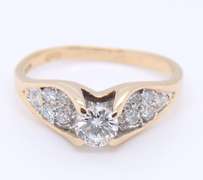 Attractive Yellow Gold Diamond Floating Bridge Ring