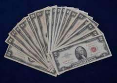 Lot Of 20 $2 Red Seal, Circulated.