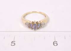 Dainty Purple Gemstone Ring in Yellow Gold