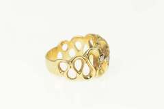 14K Yellow Gold 1960's Retro Wavy Loop Diamond Statement Ring