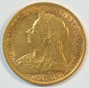 Splendid 1900 Veiled Head Great Britain Gold Half Sovereign