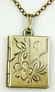 Vintage Gold Filled/Sterling Book Locket & Chain