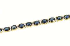 18K Yellow Gold 11.67 Ctw Natural Sapphire Diamond Tennis Bracelet
