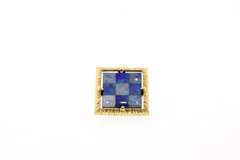 14 KT YELLOW GOLD OPAL DOUBLET INLAY LAPEL PIN.