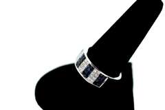 18K WHITE GOLD DIAMOND AND SAPPHIRE BAND
