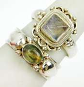 2 Sterling Silver Rings - Moonstone & Labradorite, 8