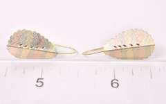 Lavish Leaf Earrings in 14K Tri-Color Gold