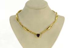 18K Yellow Gold 5.78 Ct Rhodolite Garnet Artisanal Designer Necklace