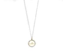 Elegant Pearl & Diamond Halo Pendant Necklace in 14K