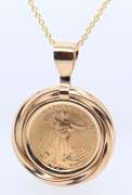 2002 $5 Gold Walking Liberty Gold Frame Pendant on Chain