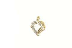 10K Yellow Gold Diamond Curvy Heart Love Symbol Pendant