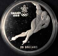 1987 Canada $20 Winter Olympic Games Sterling Silver Proof Coin Ice Skating
