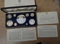 1975 9 Piece Republic Of Panama Proof Set Minted At Franklin Mint Silver