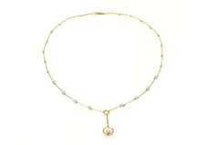 14K Yellow Gold 1.11 Ctw Ornate Retro Diamond Drop Bar Link Necklace