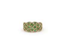 Radiant 1.50ct Tsavorite and Diamond Ring in 14K