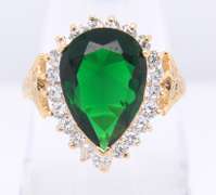 Gorgeous Yellow Gold Tourmaline and CZ Ring