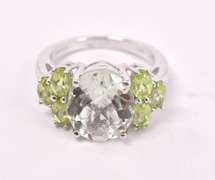 Green Gemstone Ring in Sterling Silver