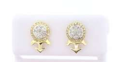Glowing 10k Yellow Gold Anchor Earrings studded with Diamonds