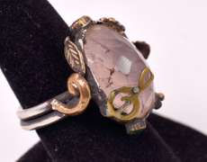 Ravishing Vintage 11.08CTS Rose Quartz Ring in Sterling Silver