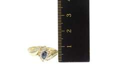 10K Yellow Gold Marquise Natural Sapphire Diamond Halo Ring