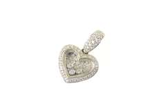 18K White Gold Diamond Encrusted Heart Love Capsule Pendant