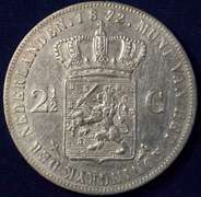 1872 Netherlands 2 1/2 Gulden, Circulated.