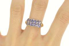 14K Yellow Gold 2.05 Ctw Pear Tanzanite Diamond Accent Band Ring
