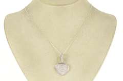 14K White Gold Pave Diamond Encrusted Heart Love Symbol Pendant