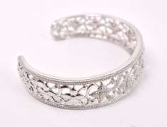 Fancy Diamond Bangle Bracelt in Sterling Silver