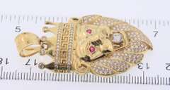Attractive Yellow Gold Crown Lion Head Pendant