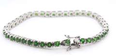 Sterling Silver Green Stone Tennis Bracelet