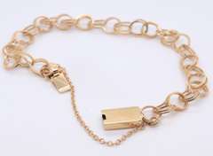 Gorgeous Yellow Gold Double Link Gold Charm Bracelet