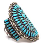 Vintage Sterling Silver Signed Turquoise Cuff Bangle