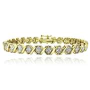 1 Ct TDW Diamond Gold Tone X Tennis Bracelet