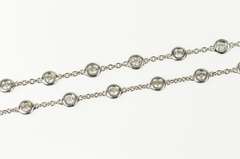 18K White Gold 4.20 Ctw Round Diamond By the Yard Chain Necklace