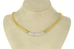 18K Yellow Gold 2.19 Ctw Roberto Coin Pave Diamond Woven Necklace