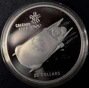 1986 Canada $20 Winter Olympic Games Sterling Silver Proof Coin Biathlon