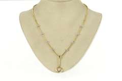 14K Yellow Gold 1.11 Ctw Ornate Retro Diamond Drop Bar Link Necklace