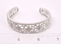 Fancy Diamond Bangle Bracelt in Sterling Silver