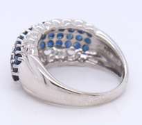 Majestic White Gold Blue Sapphire and Diamond Wide Band